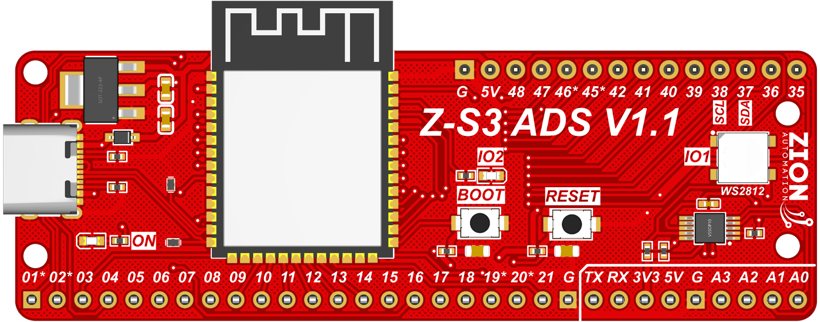 Placa Zion Z-S3 ADS V1.1 — ESP32-S3 N16R2